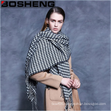 Women′s Swallow Gird Plaid Jacquard Thick Wool Shawl Large Scarf